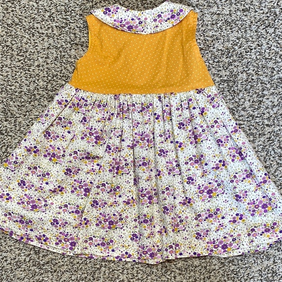 Charming Mustard and Purple Floral Kids Handmade Dress - Picture 6 of 6